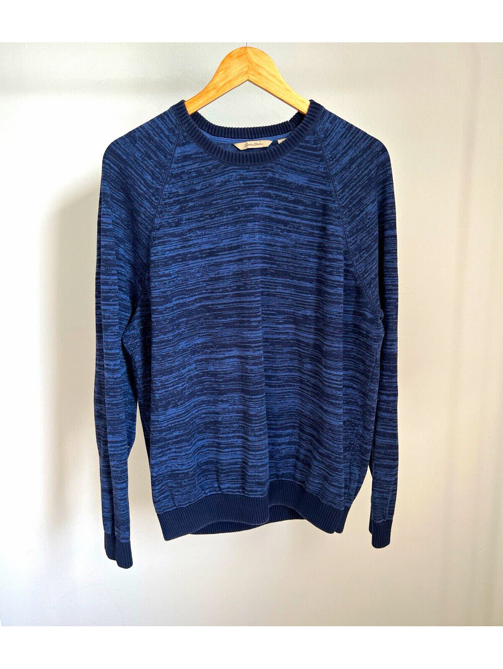 Paradise Collection Sweater Pullover Crew Neck Striped Knit Blue/Black Men’s L
